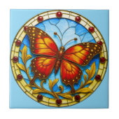 Stained glass window butterfly tegeltje (Voorkant)