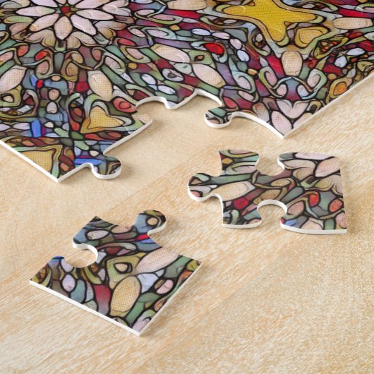 Stained glass window colorful mosaic  legpuzzel (Zijkant)