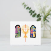 Stained Glass Window Save Dates Postcards Aankondigingskaart (Staand voorkant)
