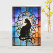 Stained Glass Window W/Cat Kaart (Gele Bloem)