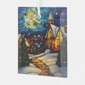 Stained Glass Winter Village Glas Ornament (Voorkant links)