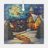 Stained Glass Winter Village Glas Ornament (Voorkant)