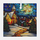 Stained Glass Winter Village Glas Ornament (Achterkant)