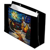Stained Glass Winter Village Groot Cadeauzakje (Voorkant Gekanteld)