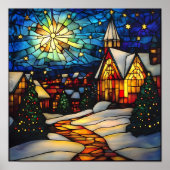 Stained Glass Winter Village Poster (Voorkant)