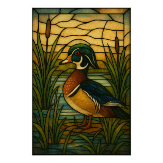 Stained Glass Wood Duck Perfect Poster