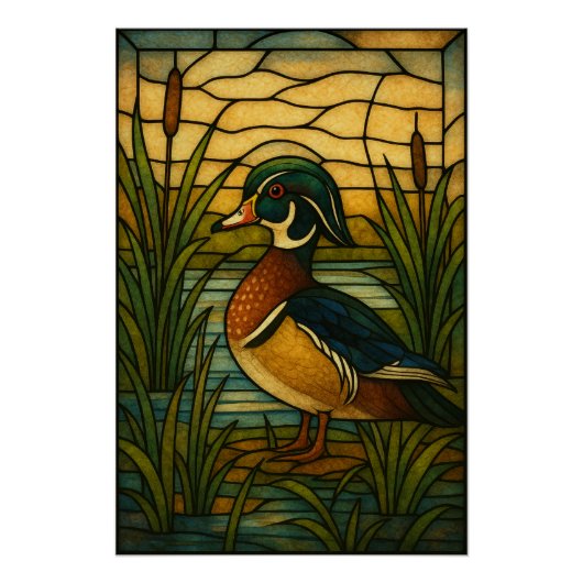 Stained Glass Wood Duck Perfect Poster (Voorkant)