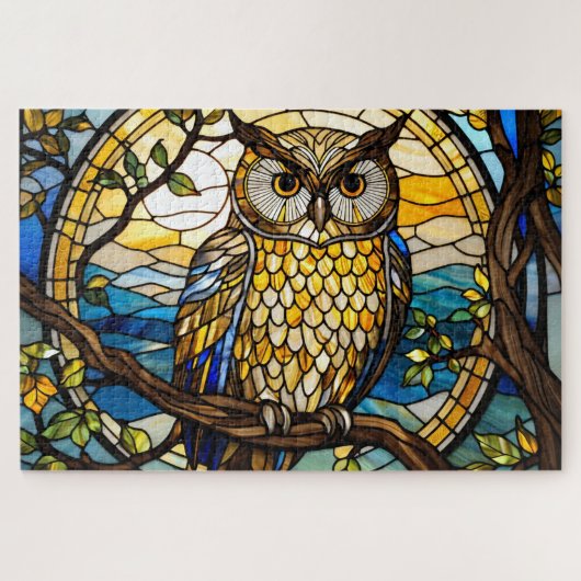 Stained Grass Owl Jigsaw Puzzle Legpuzzel (Horizontaal)