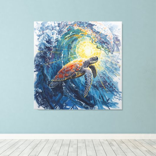 Stained Sea Turtle Canvas Afdruk (Insitu (Houten vloer))