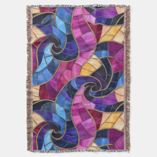 Stainglass Blue Purple Design Deken (Voorkant Verticaal)