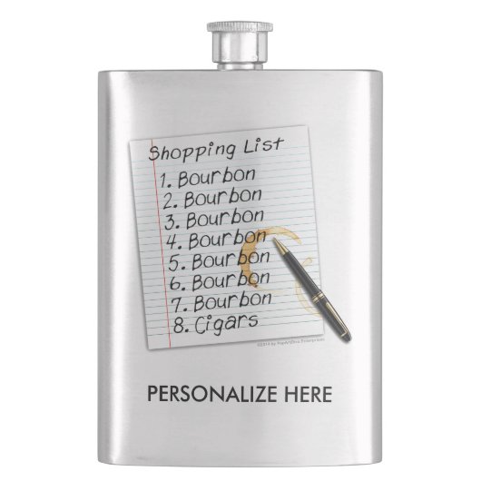 STAINLESS FLASK - BOURBON LOVERS SHOPPT LIST HEUPFLES (Voorkant)