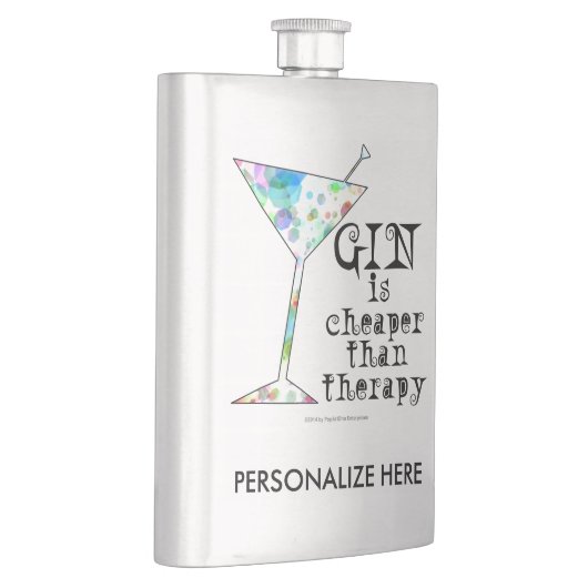 STAINLESS FLASK - GIN IS CHEAPER DAN THERAPIE HEUPFLES (Rechts)