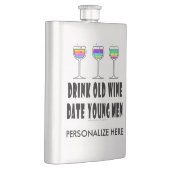 STAINLESS FLASK - OUDE WIJN DRINK, DATUM JONGE MAN FLACON (Rechts)