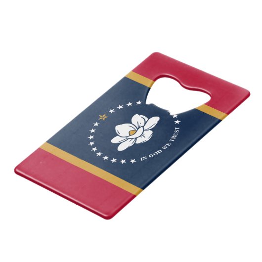 Stainless Steel Bottle Opener flag of Mississippi Creditkaart Flessenopener (Voorkant Gekanteld)