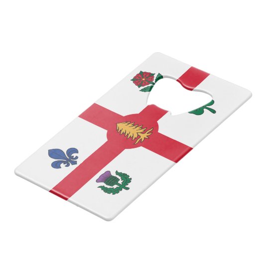 Stainless Steel Bottle Opener flag of Montreal Creditkaart Flessenopener (Achterkant Gekanteld)
