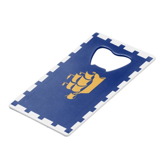 Stainless Steel Bottle Opener flag of Quebec City Creditkaart Flessenopener (Voorkant Gekanteld)