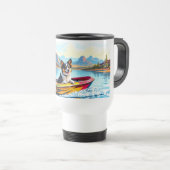 Stainless Steel Travel Mug Boating Dog Image Reisbeker (Voorkant rechts)