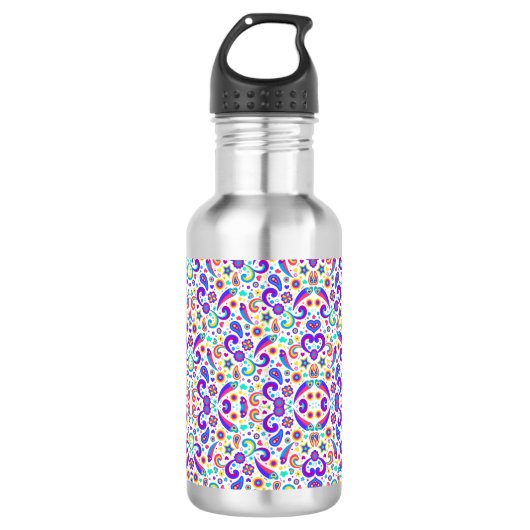 Stainless steel water bottle with a black cap waterfles  (Voorkant)