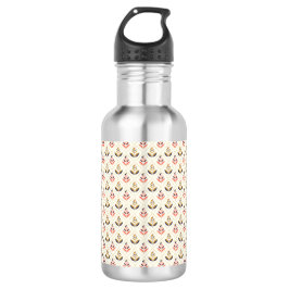 Stainless steel water bottle with a floral pattern waterfles 