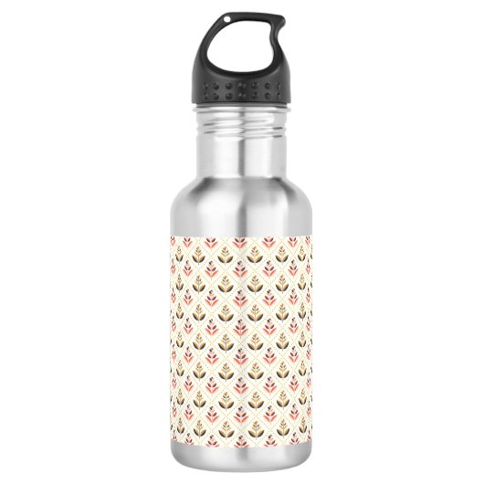 Stainless steel water bottle with a floral pattern waterfles  (Voorkant)