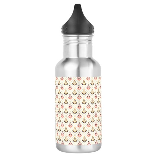 Stainless steel water bottle with a floral pattern waterfles  (Links)