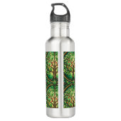 Stainless steel water bottles with intricate green waterfles  (Achterkant)