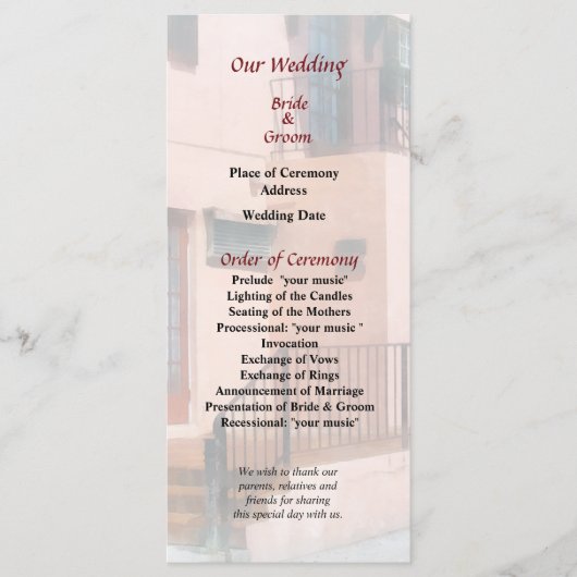 Staircase in Bermuda Wedding Programme Programmakaart (Voorkant)