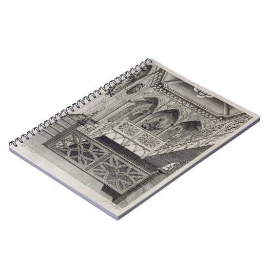 Staircase in Strawberry Hill, gegraveerd door J. N Notitieboek (Linkerzijde)