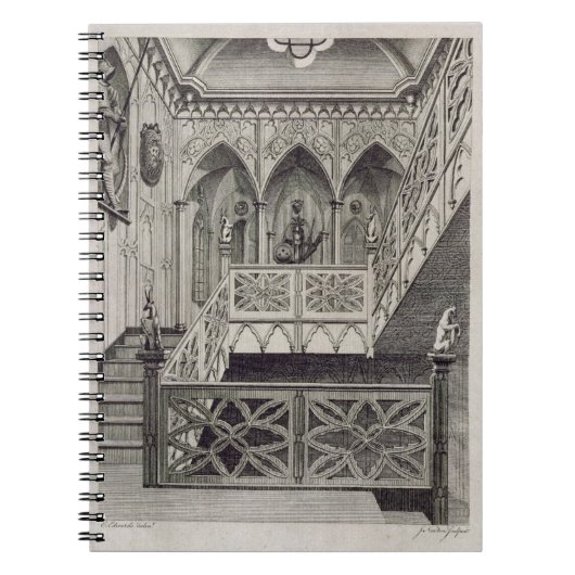 Staircase in Strawberry Hill, gegraveerd door J. N Notitieboek (Voorkant)