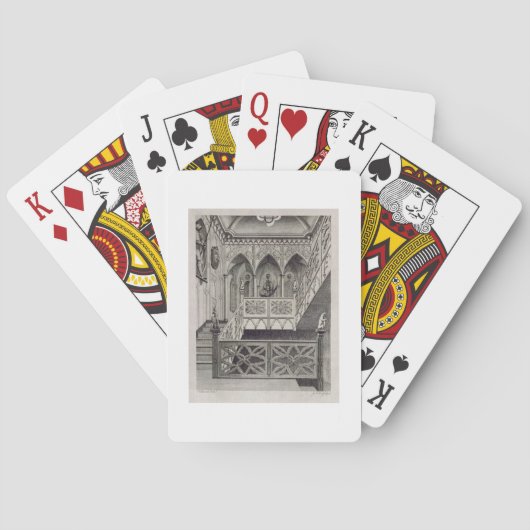 Staircase in Strawberry Hill, gegraveerd door J. N Speelkaarten (Achterkant)