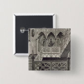 Staircase in Strawberry Hill, gegraveerd door J. N Vierkante Button 5,1 Cm (Voorkant /achterkant)