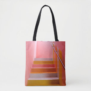 STAIRCASE WIT EN BROWN WOODEN TOTE BAG