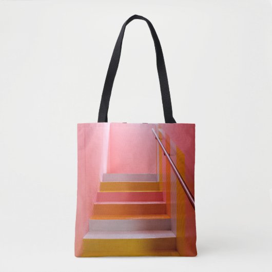STAIRCASE WIT EN BROWN WOODEN TOTE BAG (Voorkant)