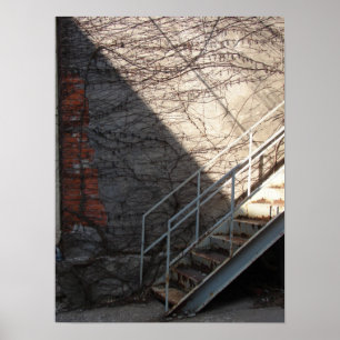 Stairs, brick, licht poster