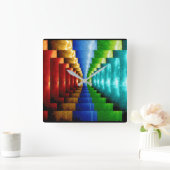 Stairstep Multicolor Abstract Art Square Vierkante Klok (Huis)
