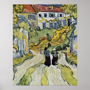 Stairway bij Auvers van Vincent Willem van Gogh Poster
