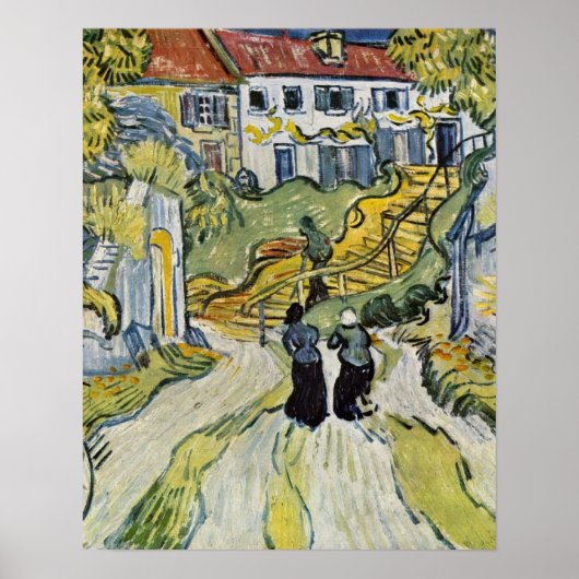 Stairway bij Auvers van Vincent Willem van Gogh Poster (Voorkant)