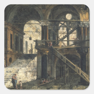 Stairwell in a Renaissance House, c.1741-42 Vierkante Sticker