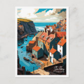 Staithes Engeland vintage reisillustratie Briefkaart (Voorkant)