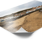 Staithes Harbour Beach en het dorpsfront Foto Afdruk (Hoek)