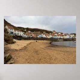 Staithes Harbour Beach en het dorpsplein Poster