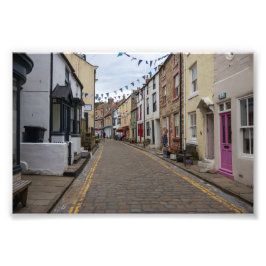 Staithes High Street Cobbled Road Foto Afdruk