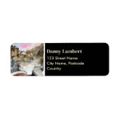 Staithes Noord-Engeland Waterverf Home Adres Etiket (Voorkant)