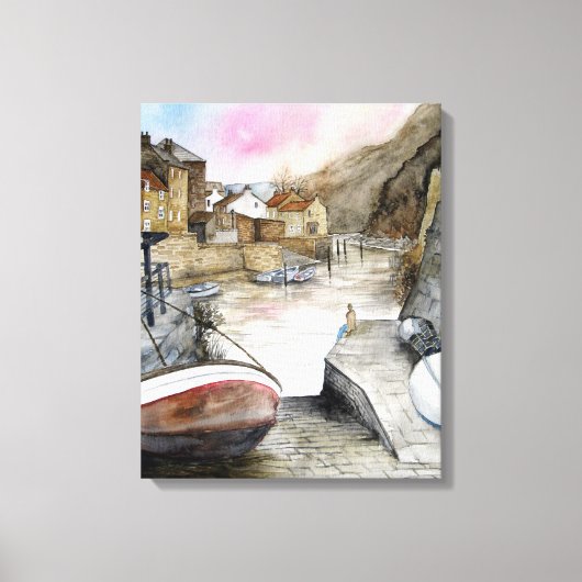 Staithes North Yorkshire England Waterverf Canvas Afdruk (Voorkant)