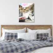 Staithes North Yorkshire England Waterverf Canvas Afdruk (Insitu (Slaapkamer))