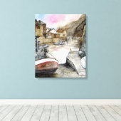 Staithes North Yorkshire England Waterverf Canvas Afdruk (Insitu (Houten vloer))