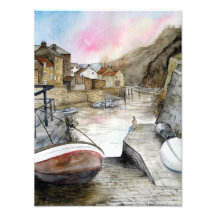 Staithes North Yorkshire England Waterverf
