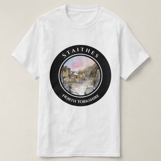 Staithes North Yorkshire England Waterverf T-shirt (Design voorkant)