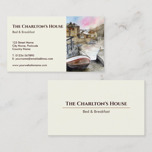 Staithes North Yorkshire England Waterverf Visitekaartje (Voorkant / Achterkant)