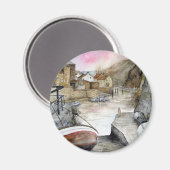 Staithes, North Yorkshire, Waterverf Engeland Magneet (Voorkant / Achterkant)